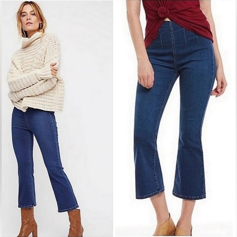 Free People High-Rise Pull On Cropped Jeans